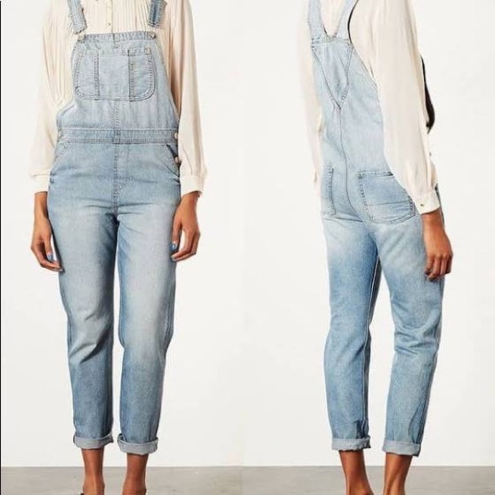 Topshop Light Wash Denim Overalls